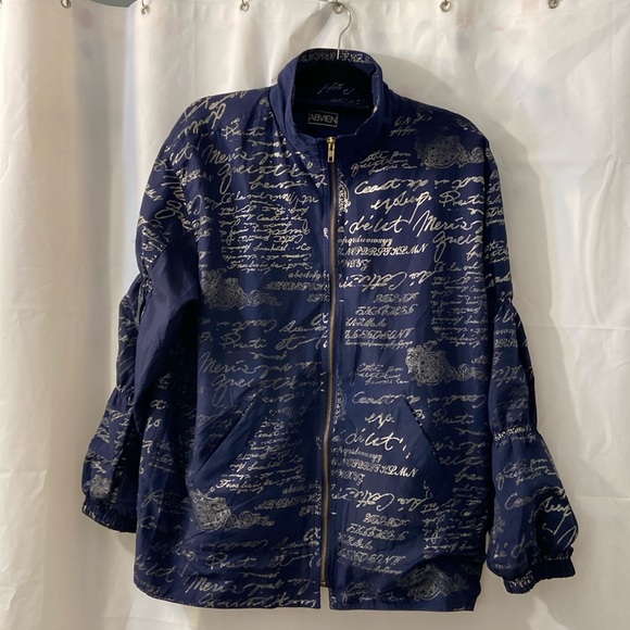 Abvien Vintage Navy and Silver Bomber Style Jacket - Picture 1 of 7
